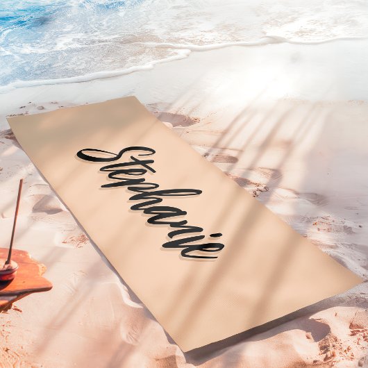 Soft Peach en Black Aangepaste naam Eenvoudig Yogamat