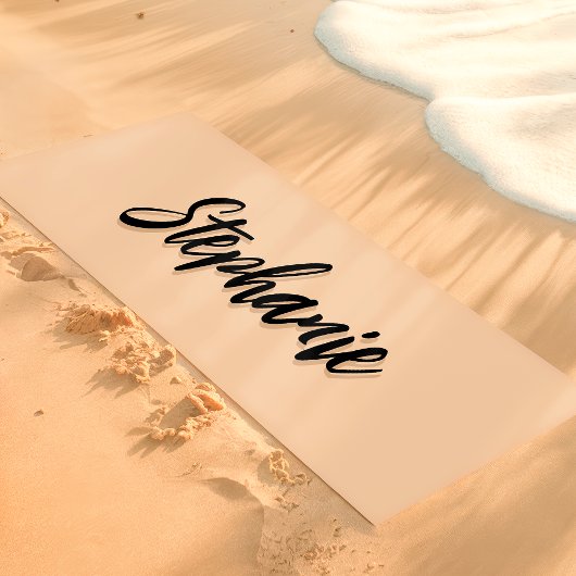 Soft Peach en Black Aangepaste naam Eenvoudig Yogamat