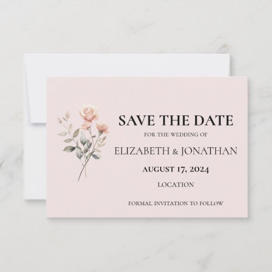 Soft Peach Faire-part de mariage Enregistrer la ca (Devant)