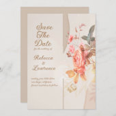 Soft Peach Flowers Elegant Wedding Invitation Kaart (Voorkant / Achterkant)