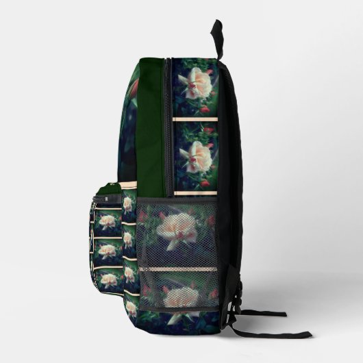 Soft Peach Roos Flower Natuur gepersonaliseerd Bedrukte Rugzak (Rechts)