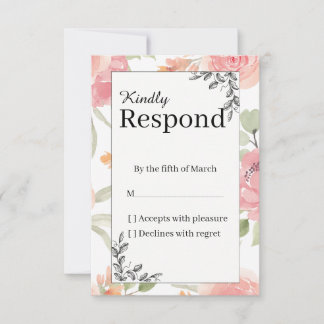 Soft Peach Spring Garden Wedding RSVP Kaartje