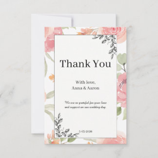 Soft Peach Spring Garden Wedding Thank You  Bedankkaart