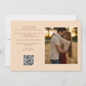 Soft Peach Wedding 2 Foto QR Code Elegant Script Save The Date (Achterkant)