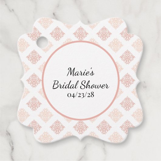 Soft Peachy Blush Damask Bedankjes Labels (Voorkant)