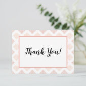 Soft Peachy Blush Damask Bedankkaart (Staand voorkant)