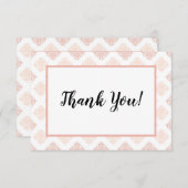 Soft Peachy Blush Damask Bedankkaart (Voorkant / Achterkant)