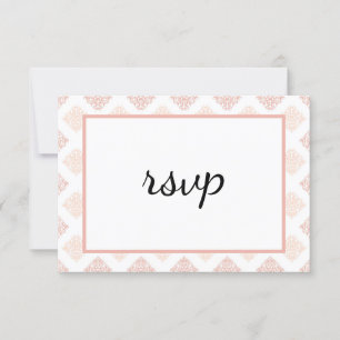Soft Peachy Blush Damask RSVP Kaartje