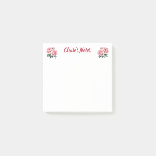 Soft Peony Floral Name Post-it® Notes (Voorkant)