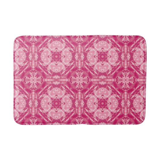 Soft Pink Abstract Floral Mandala Pattern Badmat (Voorkant)