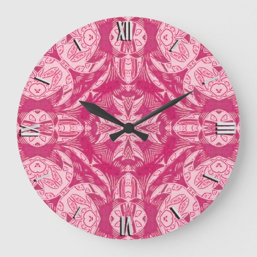 Soft Pink Abstract Floral Mandala Pattern Grote Klok (Voorkant)