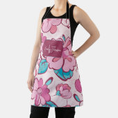 Soft Pink Bloom Floral Pattern Custom Name Schort (Insitu)