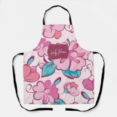Soft Pink Bloom Floral Pattern Custom Name Schort (Voorkant)