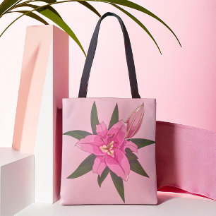 Soft Pink Blooming Lily Grocery Bag Draagtas