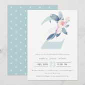 SOFT PINK BLUSH BLUE FLORAL 2nd ANY AGE BIRTHDAY Kaart (Voorkant / Achterkant)