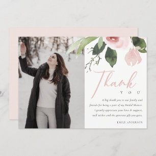 SOFT PINK BLUSH ROOS VRIJGEZELLENFEEST DANK U FOTO KAART