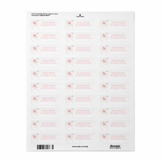 Soft Pink Bow Baptism Etiket (Full Sheet)