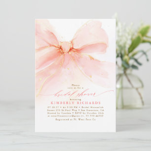 Soft Pink Bow Elegant Vrijgezellenfeest Kaart