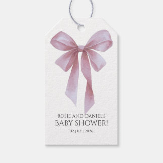 Soft Pink Bow Girl Baby Shower Welcome Cadeaulabel