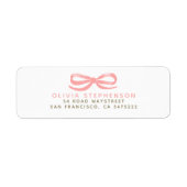 Soft Pink Bow Modern Whimsical Etiket (Voorkant)