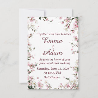 Soft Pink Cherry Blossom Floral Wedding Invitation