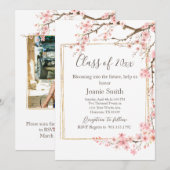 Soft Pink Cherry Blossom Graduation Kaart (Voorkant / Achterkant)