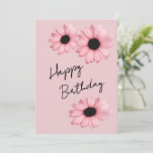 Soft Pink Daisies op roos achtergrond Verjaardag Feestdagenkaart (Staand voorkant)