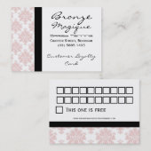 Soft Pink Damask Business Client Loyalty Cartes (Devant / Derrière)