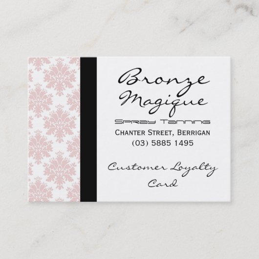 Soft Pink Damask Business Client Loyalty Cartes (Devant)
