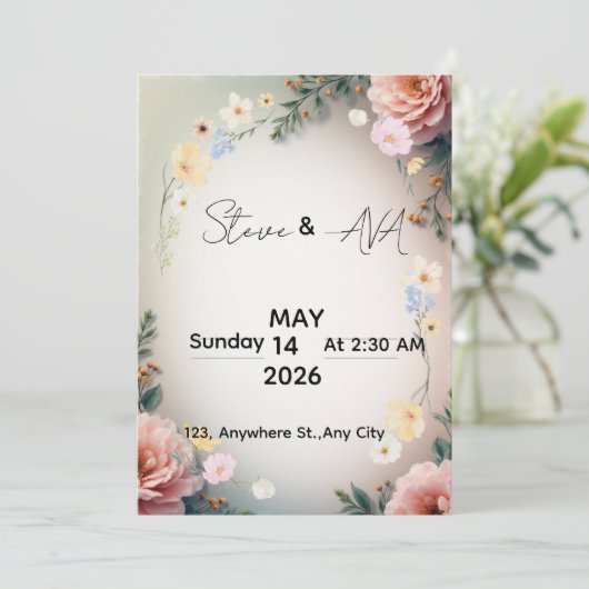 Soft Pink Elegant Wedding Invitation (Debout devant)