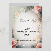 Soft Pink Elegant Wedding Invitation (Devant / Derrière)