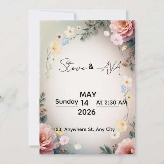 Soft Pink Elegant Wedding Invitation Kaart (Voorkant)