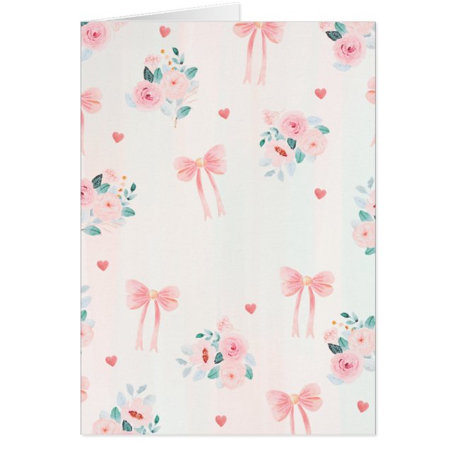 Soft Pink Floral & Bow Pattern – Cute Romantic  (Devant)