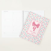 Soft Pink Floral Framed Pink Bow Custom Name Planner (Display)