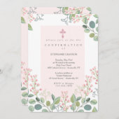 Soft Pink Floral Religy Kaart (Voorkant / Achterkant)