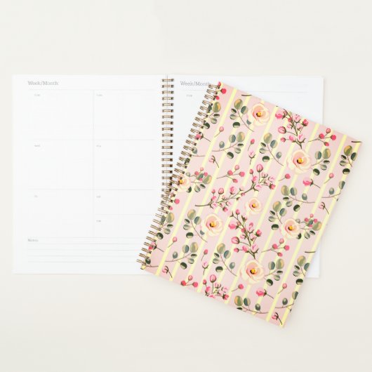 Soft Pink Floral Stripe Pattern (Devant avec enveloppe)