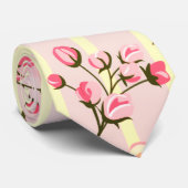 Soft Pink Floral Stripe Pattern Stropdas (Opgerold)