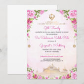 Soft Pink Floral Sukhmani Sahib Path Invitation Kaart (Voorkant / Achterkant)