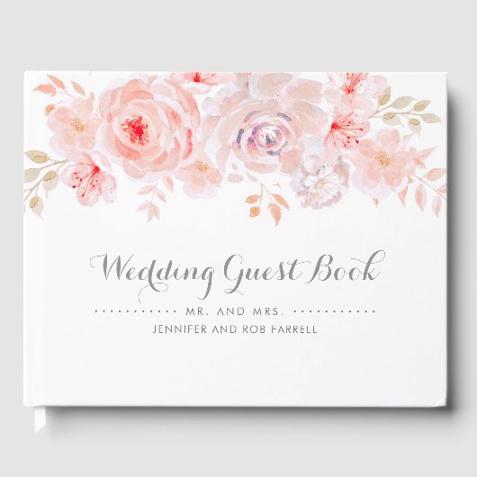 Soft Pink Floral Wedding Gastenboek (Voorkant)