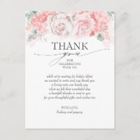 Soft Pink Flowers Baby shower dank u