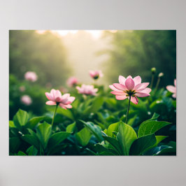 Soft pink flowers poster