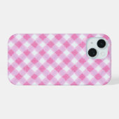 Soft Pink Gingham Check Pattern Phone Case iPhone 15 Hoesje (Achterkant horizontaal)