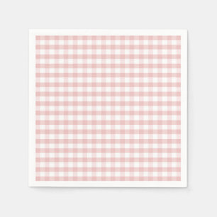 Soft Pink Gingham Plaid Verjaardag Baby shower Servet