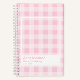 Soft Pink Gingham Transparent Frame Notitieboek