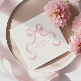 Soft Pink Hand Drawn Bow Baby shower Servet