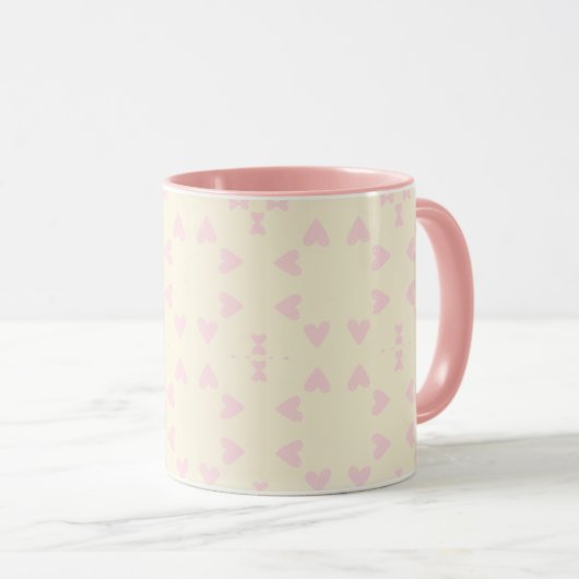Soft Pink Heart Pattern – Cute Aesthetic Seamless  Mok (Voorkant rechts)