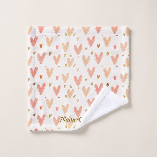 Soft Pink Hearts Seamless Pattern (Gant de toilette)