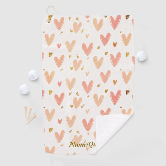 Soft Pink Hearts Seamless Pattern Golfhanddoek (Insitu)