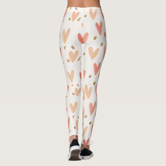 Soft Pink Hearts Seamless Pattern Leggings (Achterkant)