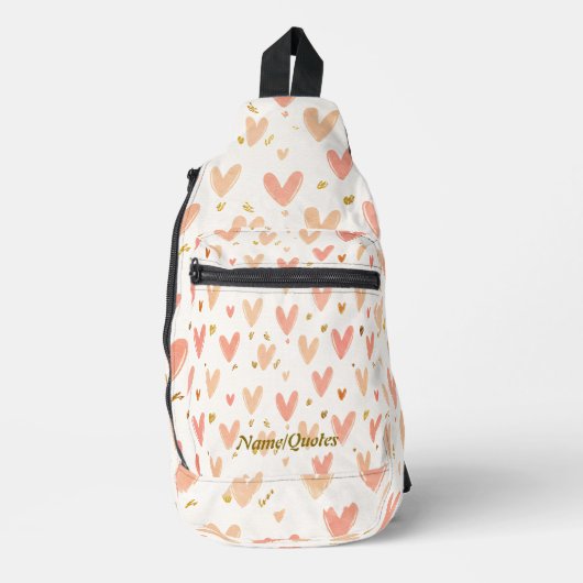 Soft Pink Hearts Seamless Pattern Sling Bag (Voorkant)